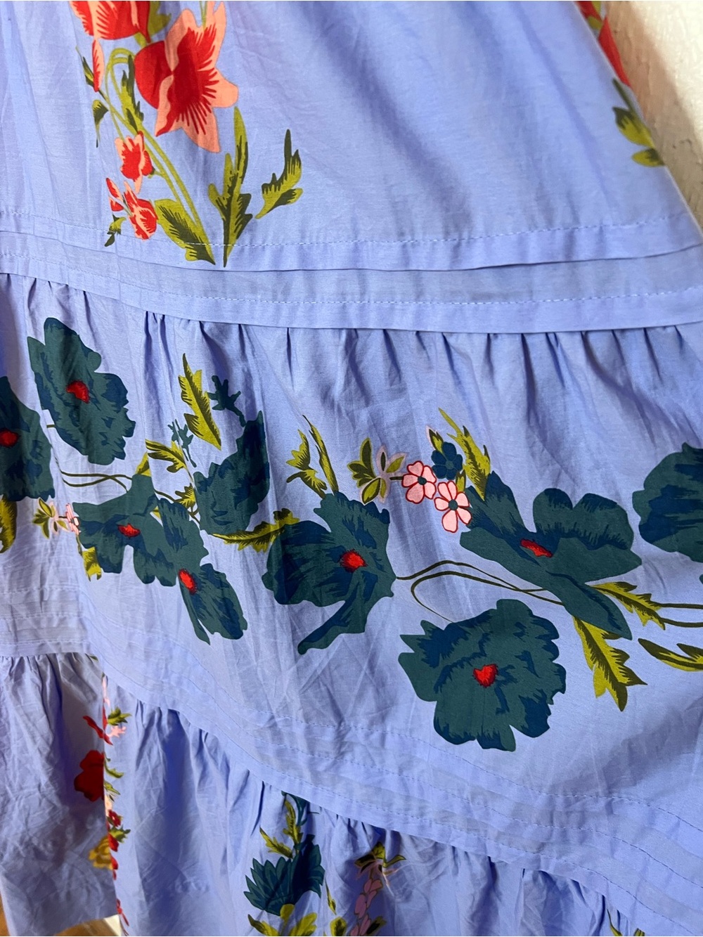 Anthropologie Light Blue Floral Tiered Maxi Dress - Picture 10 of 12